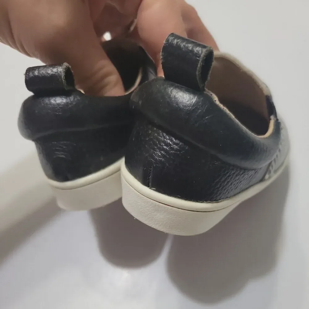 Monkey Feet Slip On Girls 18-24 Month Shoes Black Zebra Print‎ Leather Sneakers
